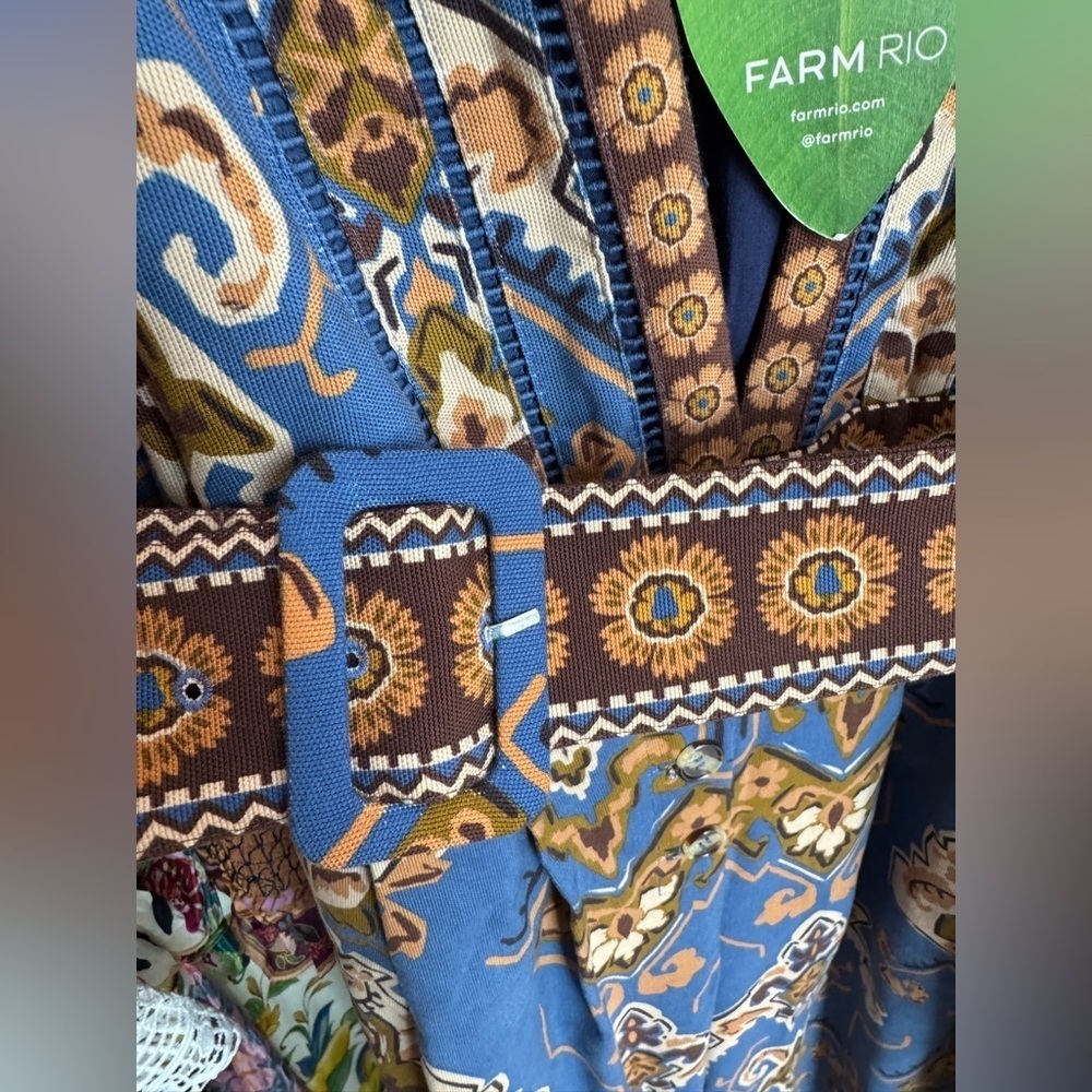 Farm Rio: Blue Ornament Floral Jumpsuit - Picture 12 of 14